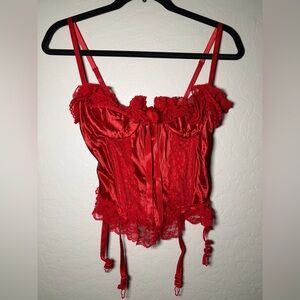 Vintage Frederick's of Hollywood Scarlet Satin Bustier